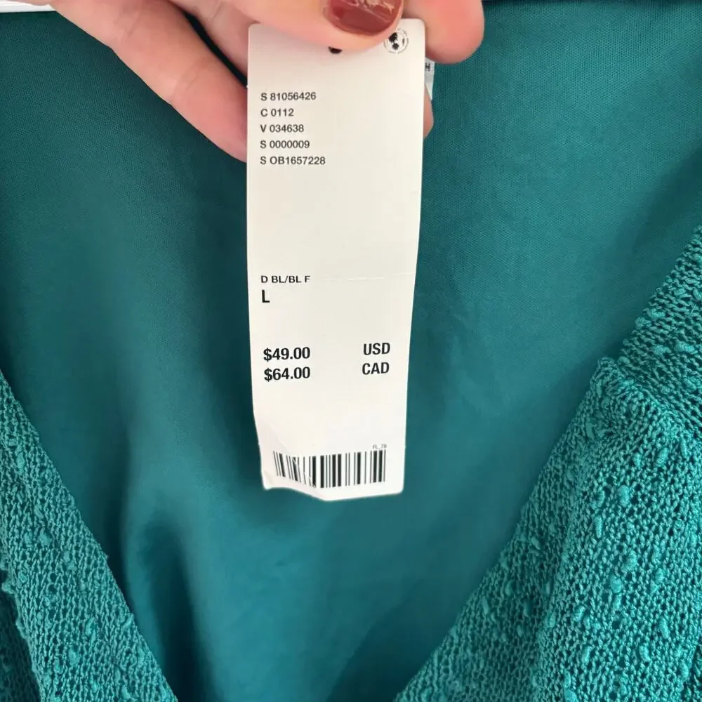 Urban Outfitters NWT Bell Sleeve Crop Top Tie Front Ruffles Boho Size Large
